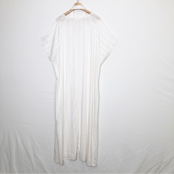 SummerSalt cream & tan graphic pinstripe caftan - Picture 2 of 13